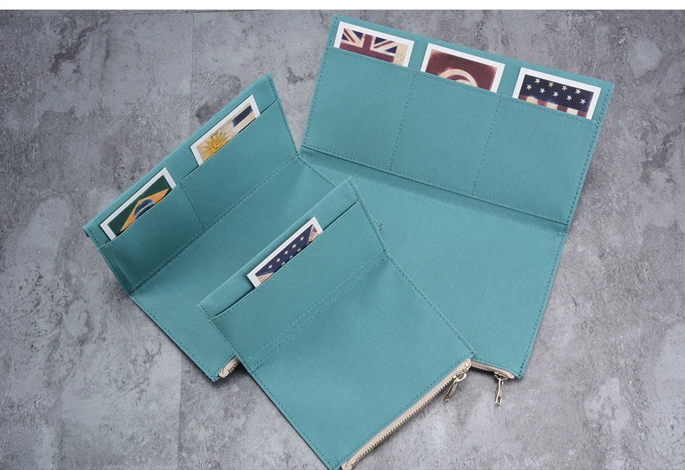 Canvas Cloth Zipper Pouch Pocket Leather Bound Notebook Planner Accessory Regular Passport Storage Bag File Folder Stationery