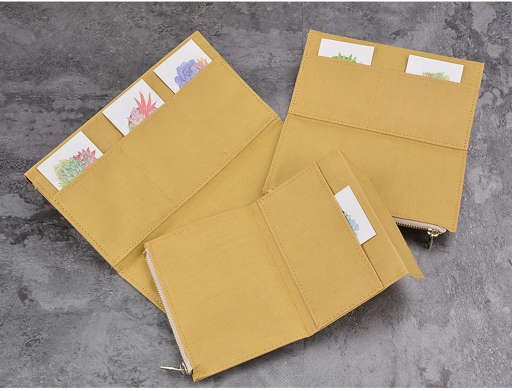 Canvas Cloth Zipper Pouch Pocket Leather Bound Notebook Planner Accessory Regular Passport Storage Bag File Folder Stationery