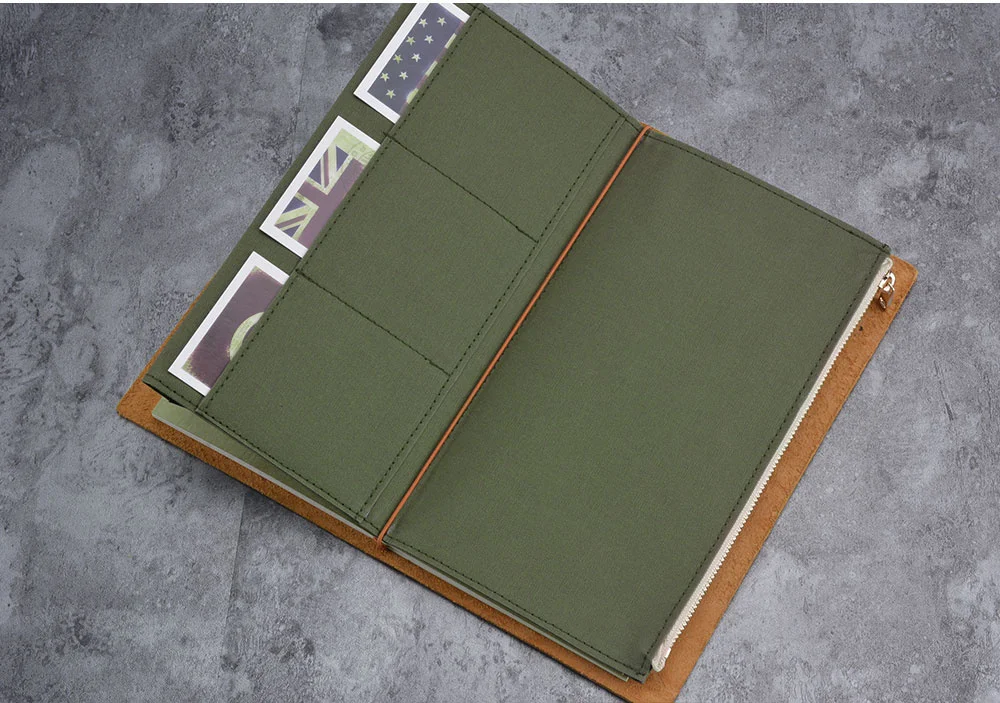 Canvas Cloth Zipper Pouch Pocket Leather Bound Notebook Planner Accessory Regular Passport Storage Bag File Folder Stationery