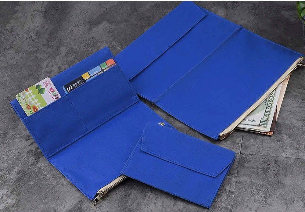 Canvas Cloth Zipper Pouch Pocket Leather Bound Notebook Planner Accessory Regular Passport Storage Bag File Folder Stationery