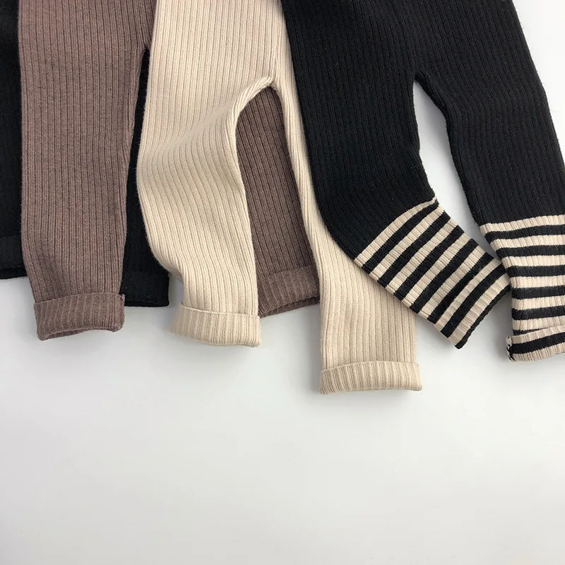MILANCEL 2026 Spring High Elastic Knitted Kids Sweater Pants Skinny Solid Toddler Boys Girls Leggings Trousers for 1-6y