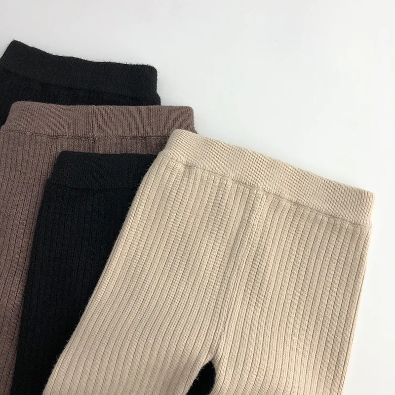 MILANCEL 2026 Spring High Elastic Knitted Kids Sweater Pants Skinny Solid Toddler Boys Girls Leggings Trousers for 1-6y