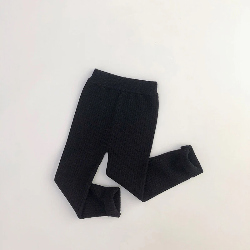 MILANCEL 2026 Spring High Elastic Knitted Kids Sweater Pants Skinny Solid Toddler Boys Girls Leggings Trousers for 1-6y