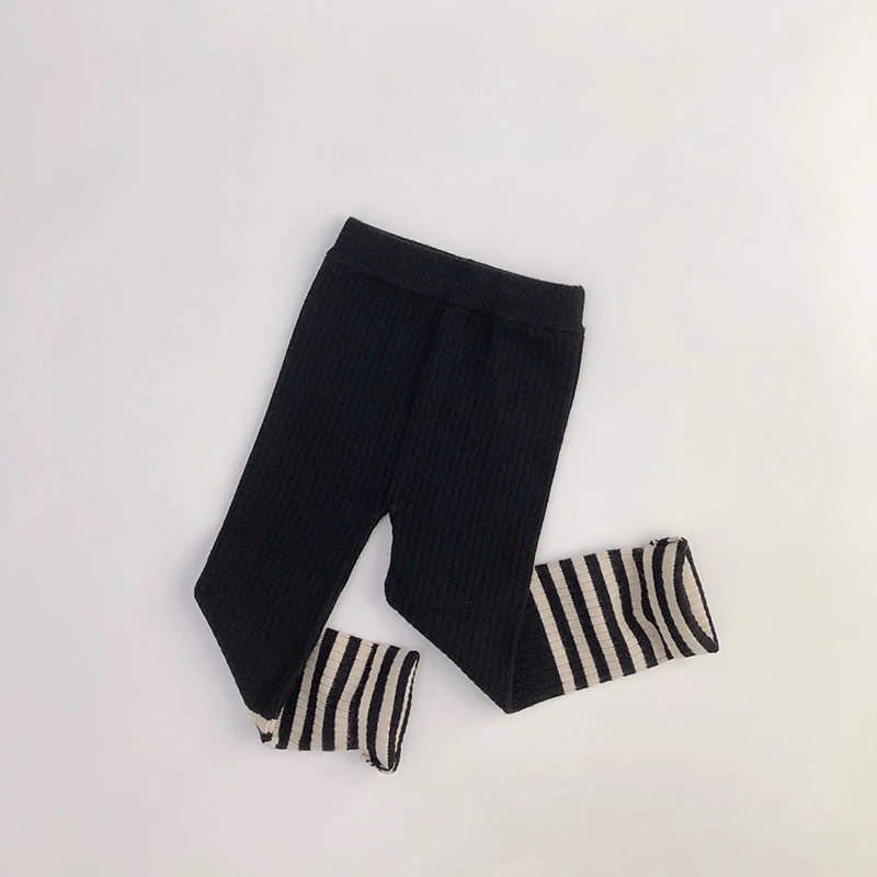 MILANCEL 2026 Spring High Elastic Knitted Kids Sweater Pants Skinny Solid Toddler Boys Girls Leggings Trousers for 1-6y