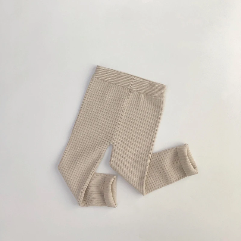MILANCEL 2026 Spring High Elastic Knitted Kids Sweater Pants Skinny Solid Toddler Boys Girls Leggings Trousers for 1-6y