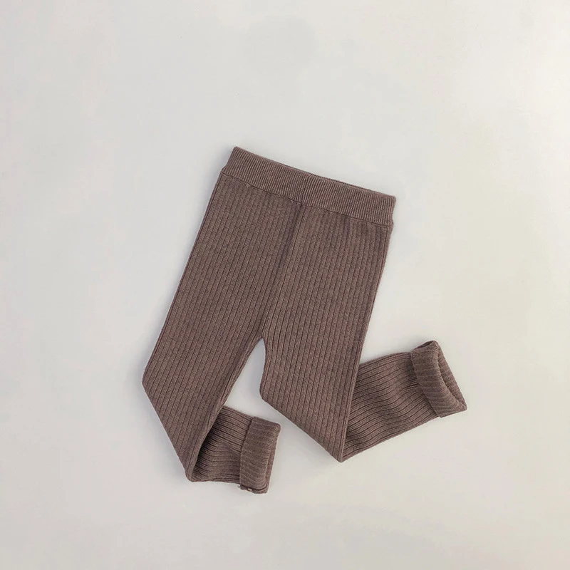 MILANCEL 2026 Spring High Elastic Knitted Kids Sweater Pants Skinny Solid Toddler Boys Girls Leggings Trousers for 1-6y