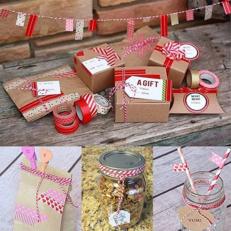2mm*100m Christmas Twine Cotton Jute String Rope Cord Ribbon Decoration Tying Cake Pastry Boxes DIY Crafts Gift Wrapping