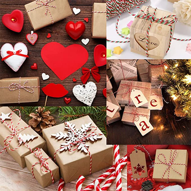 2mm*100m Christmas Twine Cotton Jute String Rope Cord Ribbon Decoration Tying Cake Pastry Boxes DIY Crafts Gift Wrapping