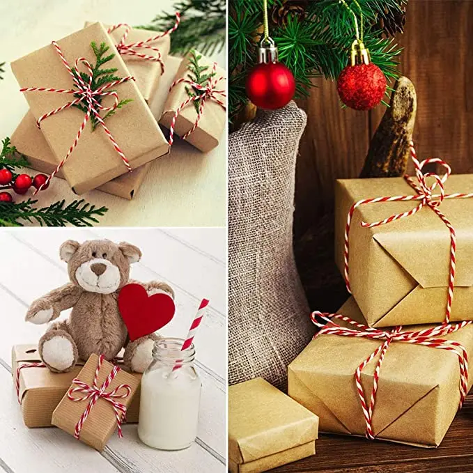 2mm*100m Christmas Twine Cotton Jute String Rope Cord Ribbon Decoration Tying Cake Pastry Boxes DIY Crafts Gift Wrapping