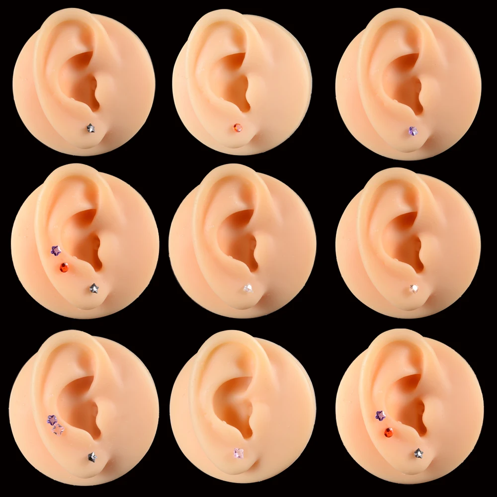 1 Box Bioplast Flexible Zircon Ear Tragus Helix Cartilage Cz Lobe earrings Piercing Gem Flower Heart Nose Ring Labret Lip Stud