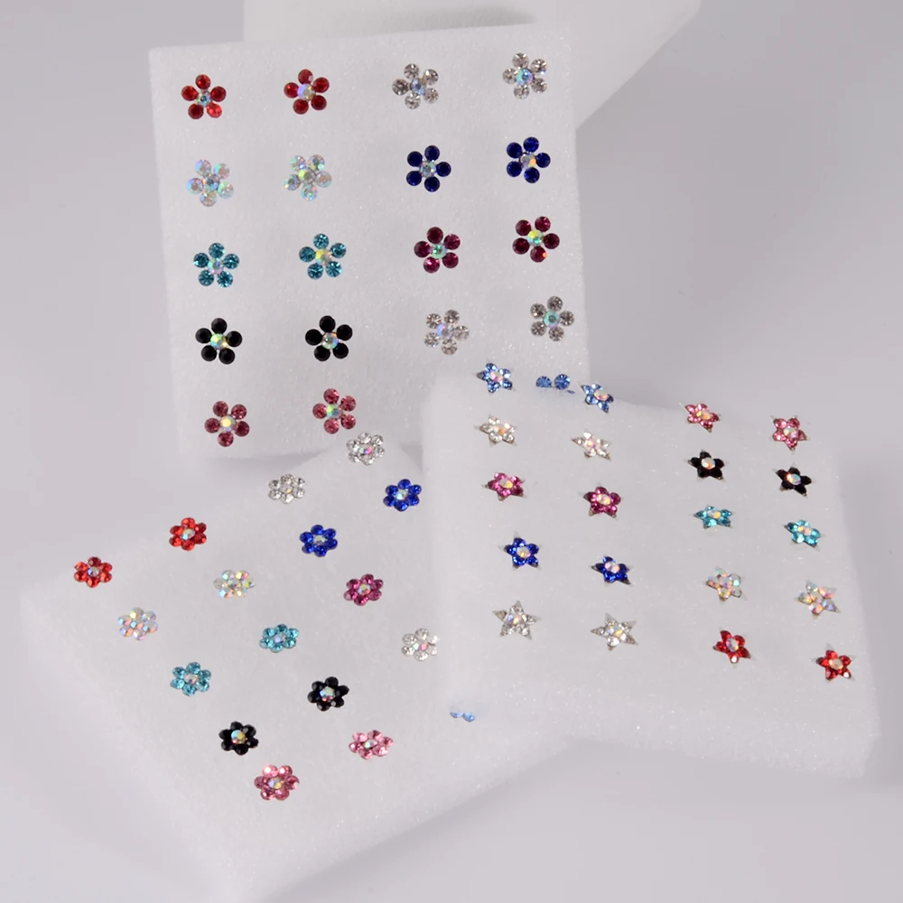 1 Box Bioplast Flexible Zircon Ear Tragus Helix Cartilage Cz Lobe earrings Piercing Gem Flower Heart Nose Ring Labret Lip Stud