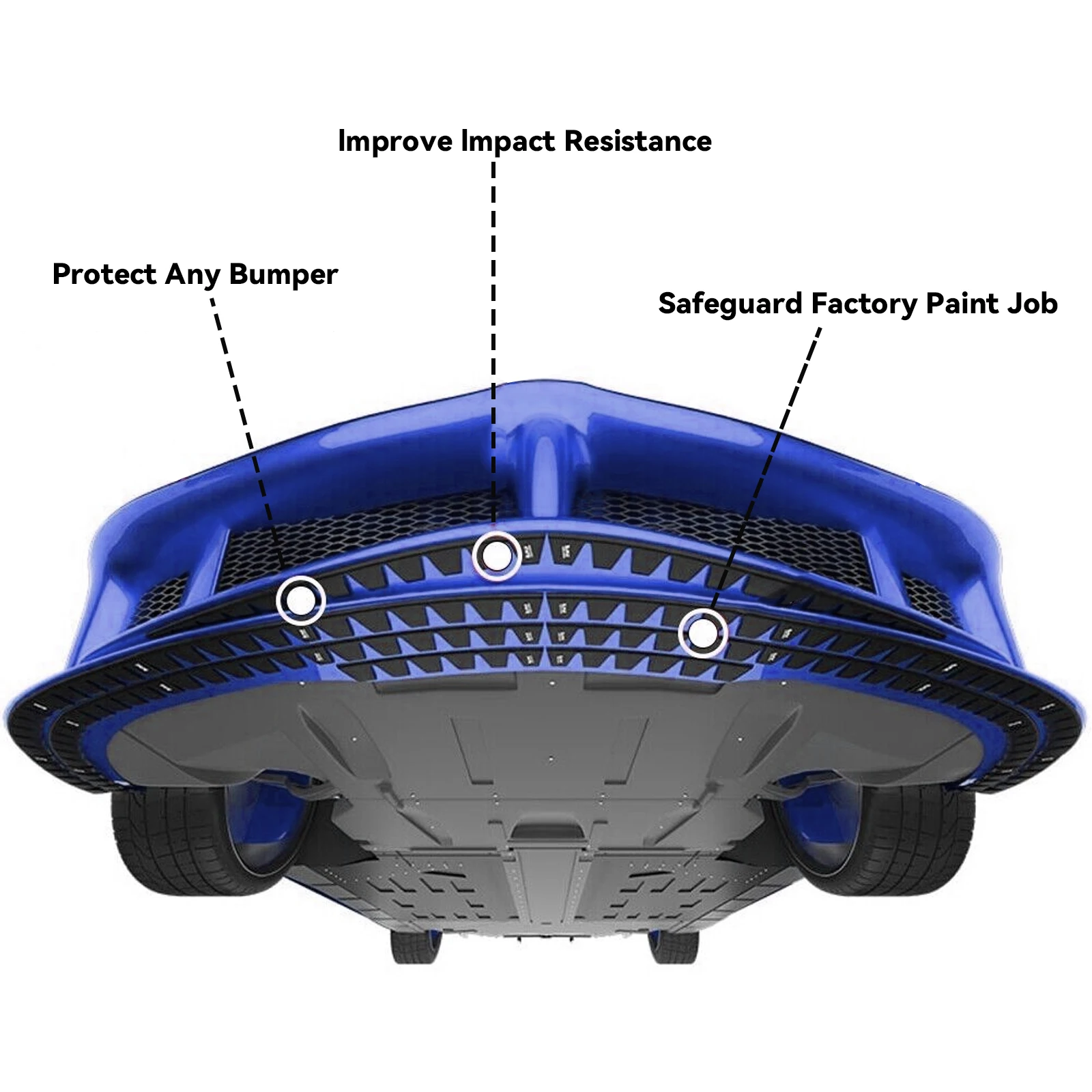 8PCS SPORT Universal Car Front Bumper Guard Chassis Anti-Scratch Anti-Skid Kit Scrape Protector Skid Plate DIY with Pre-Attach
