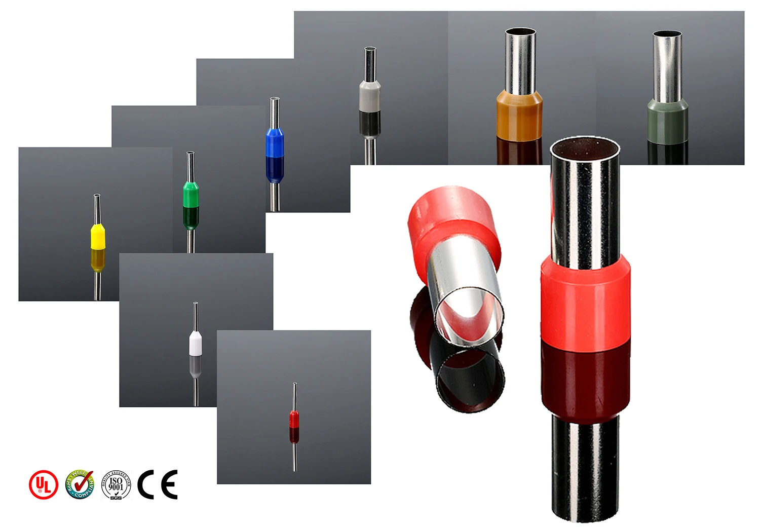 E0308 E0508 E6012 Insulated Cord End Terminal Block Wire Ferrules Cold Pressing Pin Connector Pure Copper Tube Type Terminal Set