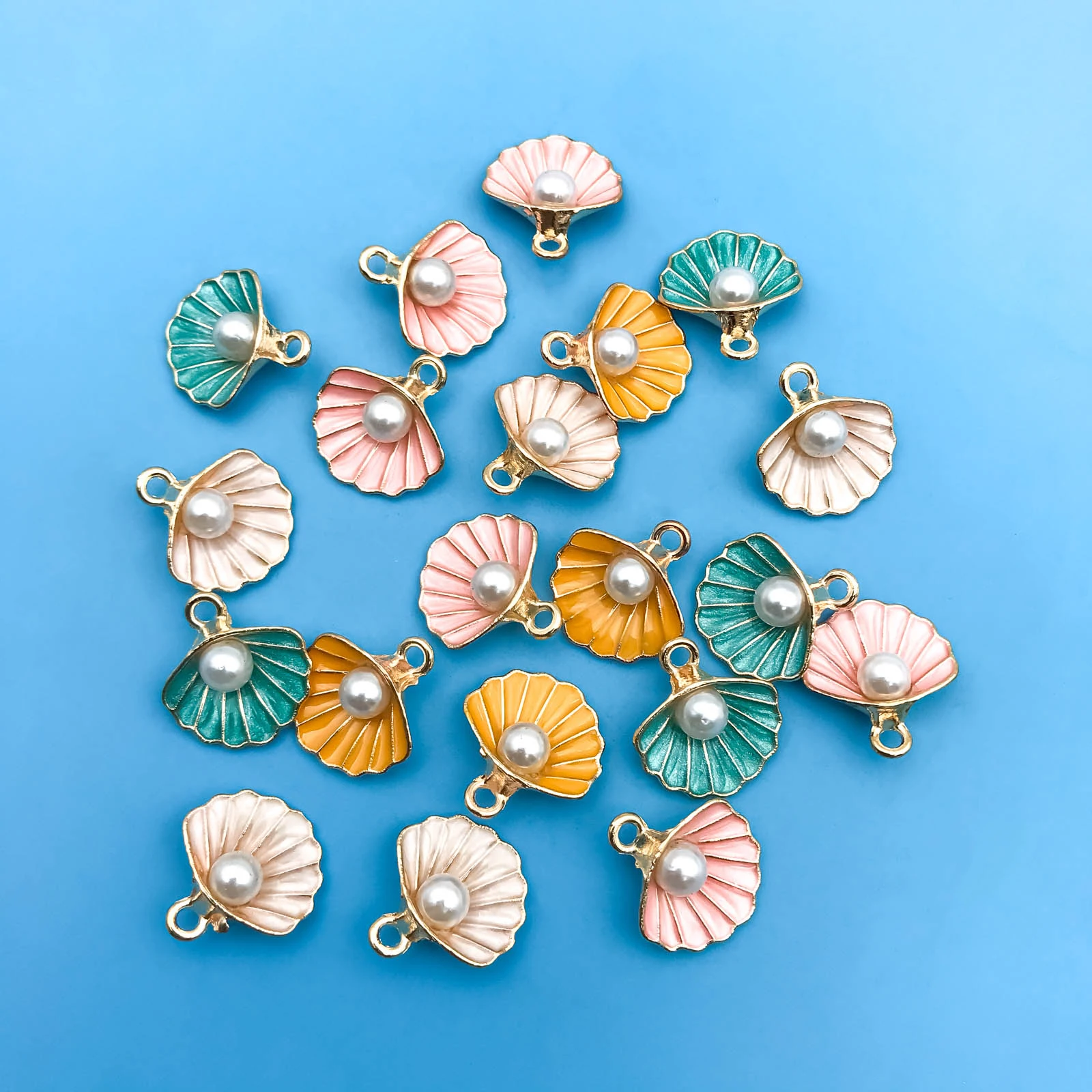 Mix 20pcs/Set Oil Drip Enamel Marine Life Shell Shaped Charms Pendant for DIY Necklace Bracelet Earrings Jewelry Making Handmade
