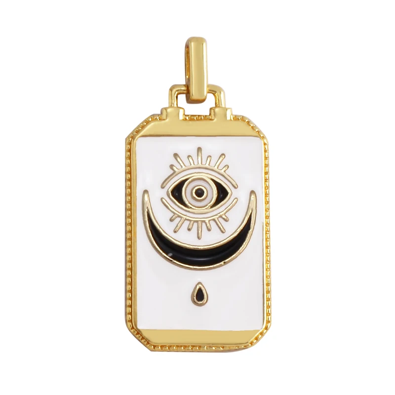 Enamel Tarot Cards Sun Star Moon Evil Eye Heart Hand Charm Pendant,18K Gold Plated Bracelets Necklaces Jewelry Accessories M80