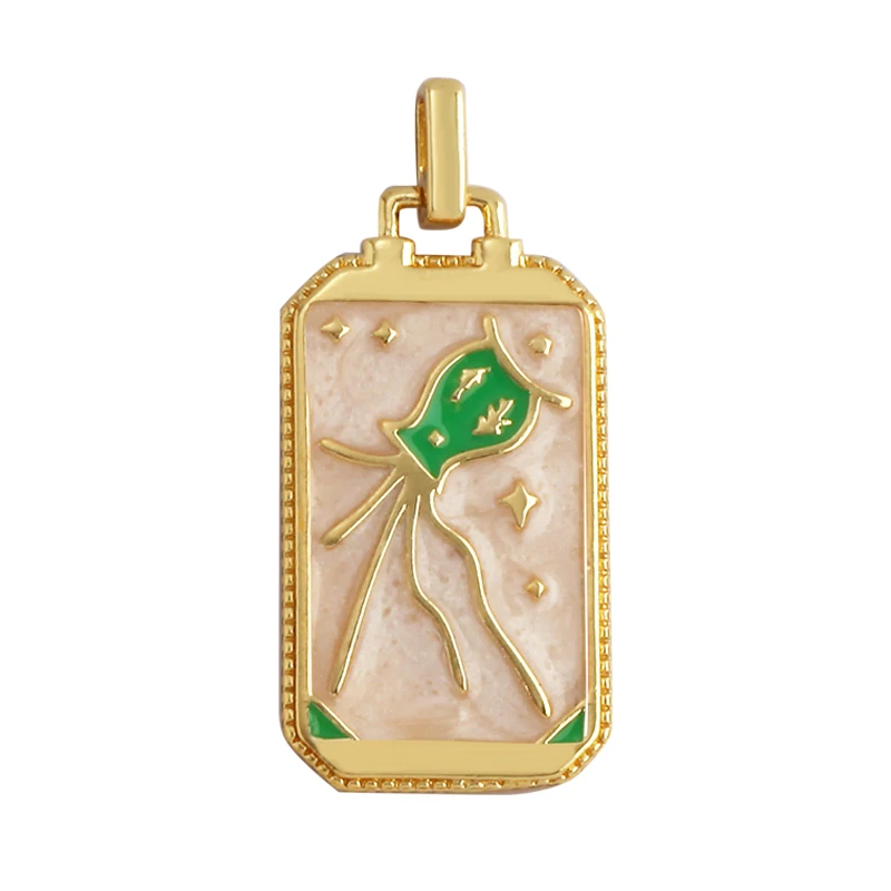 Enamel Tarot Cards Sun Star Moon Evil Eye Heart Hand Charm Pendant,18K Gold Plated Bracelets Necklaces Jewelry Accessories M80