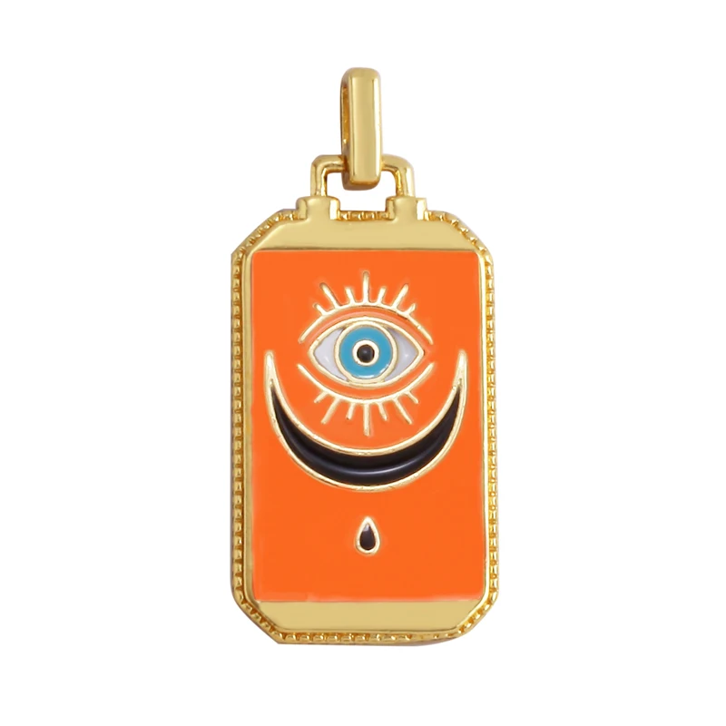 Enamel Tarot Cards Sun Star Moon Evil Eye Heart Hand Charm Pendant,18K Gold Plated Bracelets Necklaces Jewelry Accessories M80