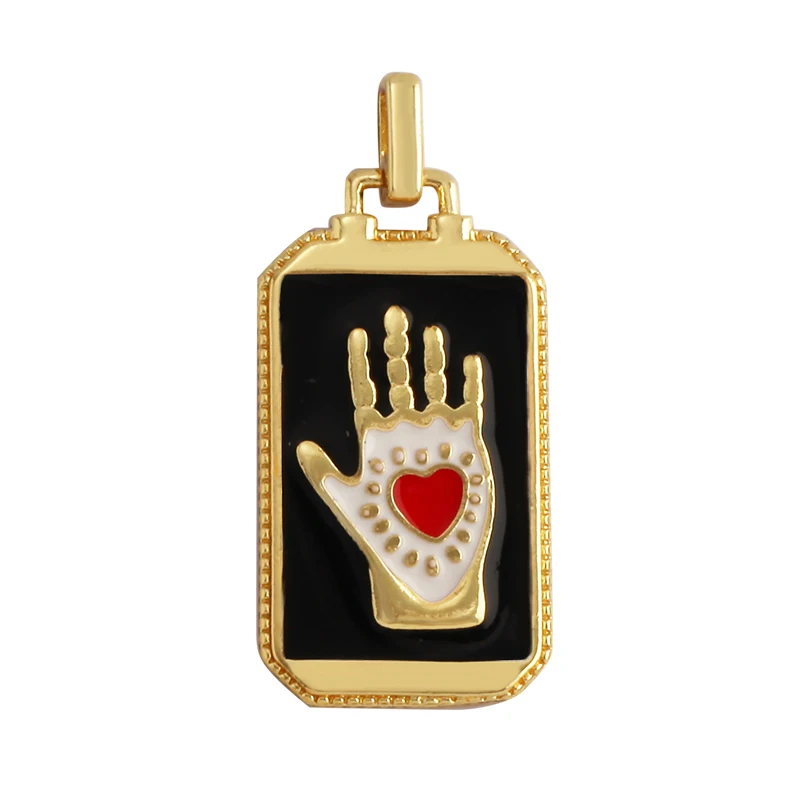 Enamel Tarot Cards Sun Star Moon Evil Eye Heart Hand Charm Pendant,18K Gold Plated Bracelets Necklaces Jewelry Accessories M80