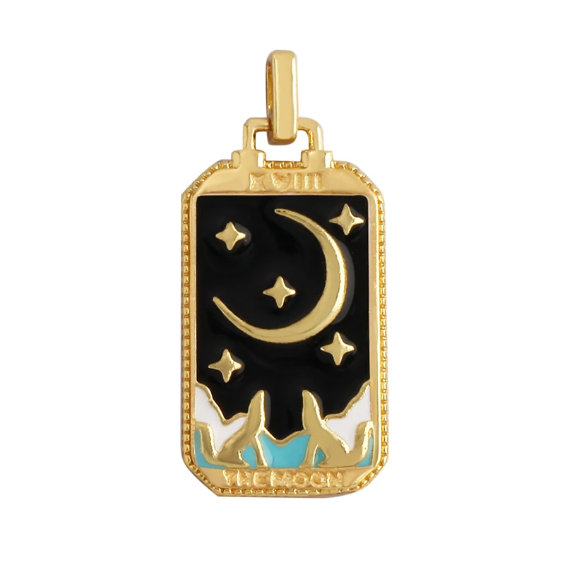 Enamel Tarot Cards Sun Star Moon Evil Eye Heart Hand Charm Pendant,18K Gold Plated Bracelets Necklaces Jewelry Accessories M80