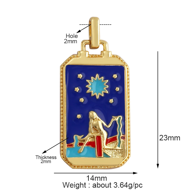 Enamel Tarot Cards Sun Star Moon Evil Eye Heart Hand Charm Pendant,18K Gold Plated Bracelets Necklaces Jewelry Accessories M80