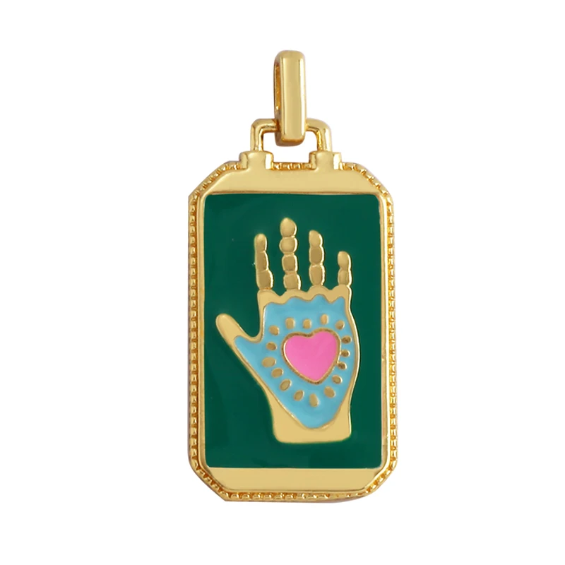 Enamel Tarot Cards Sun Star Moon Evil Eye Heart Hand Charm Pendant,18K Gold Plated Bracelets Necklaces Jewelry Accessories M80