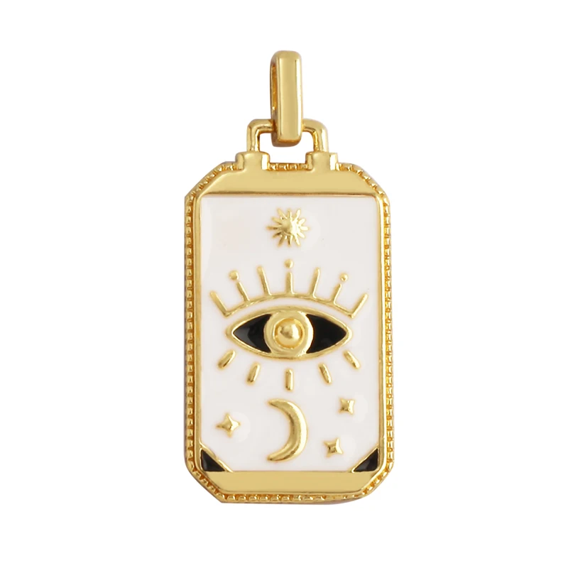 Enamel Tarot Cards Sun Star Moon Evil Eye Heart Hand Charm Pendant,18K Gold Plated Bracelets Necklaces Jewelry Accessories M80