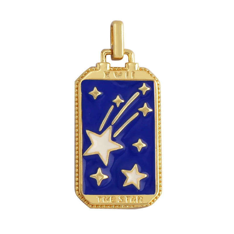 Enamel Tarot Cards Sun Star Moon Evil Eye Heart Hand Charm Pendant,18K Gold Plated Bracelets Necklaces Jewelry Accessories M80