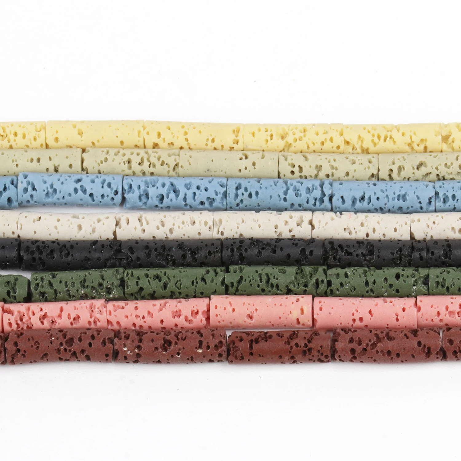 13x4mm Natural Multicolor Volcanic Lava Stone Cylinder Shape Loose Spacer Beads For Jewelry Making DIY Bracelet Earring Necklace