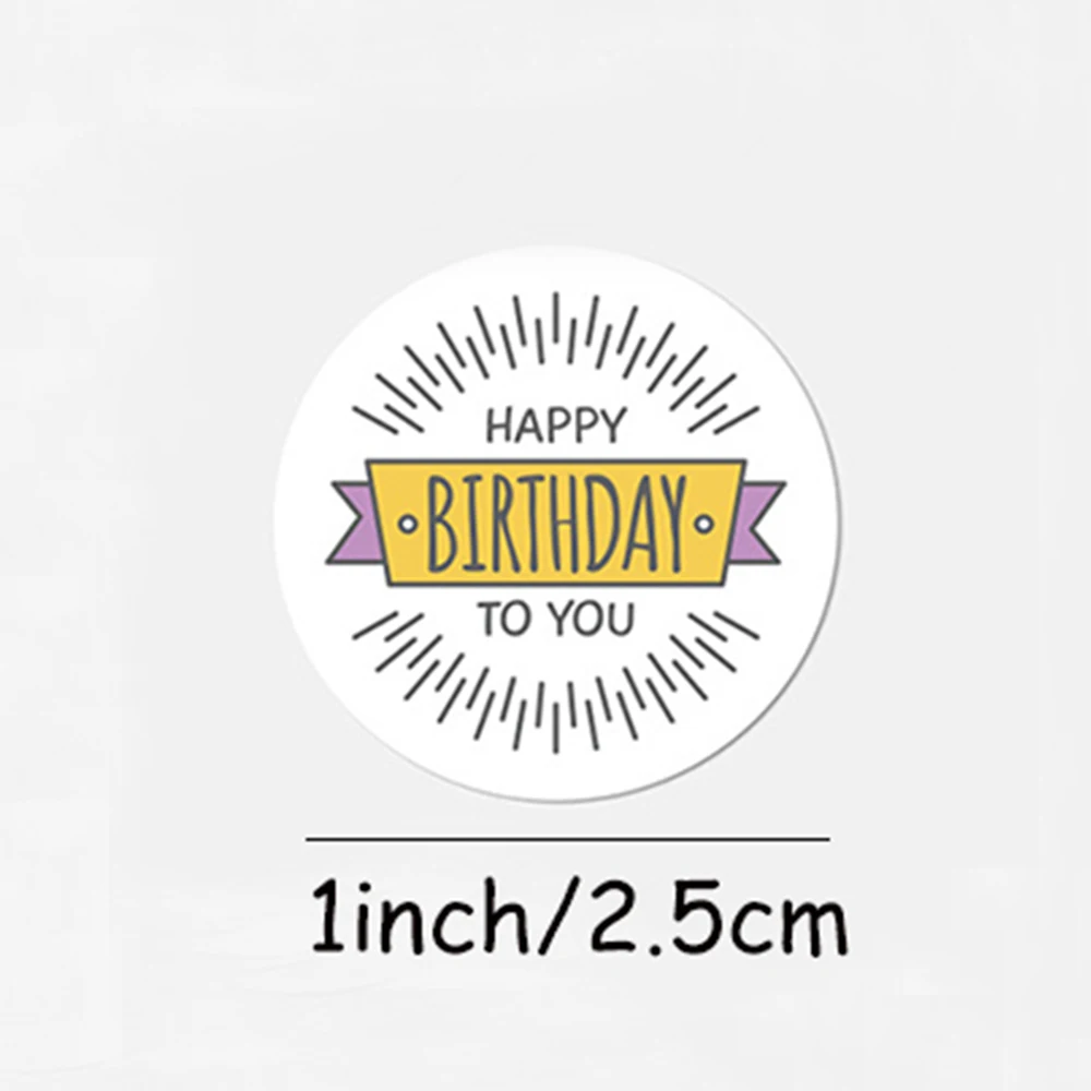 50-500pcs Cute Happy Birthday Stickers 2.5cm/1 Inch Children's Birthday Party Gift Sealing Decorations Greeting Card Labels