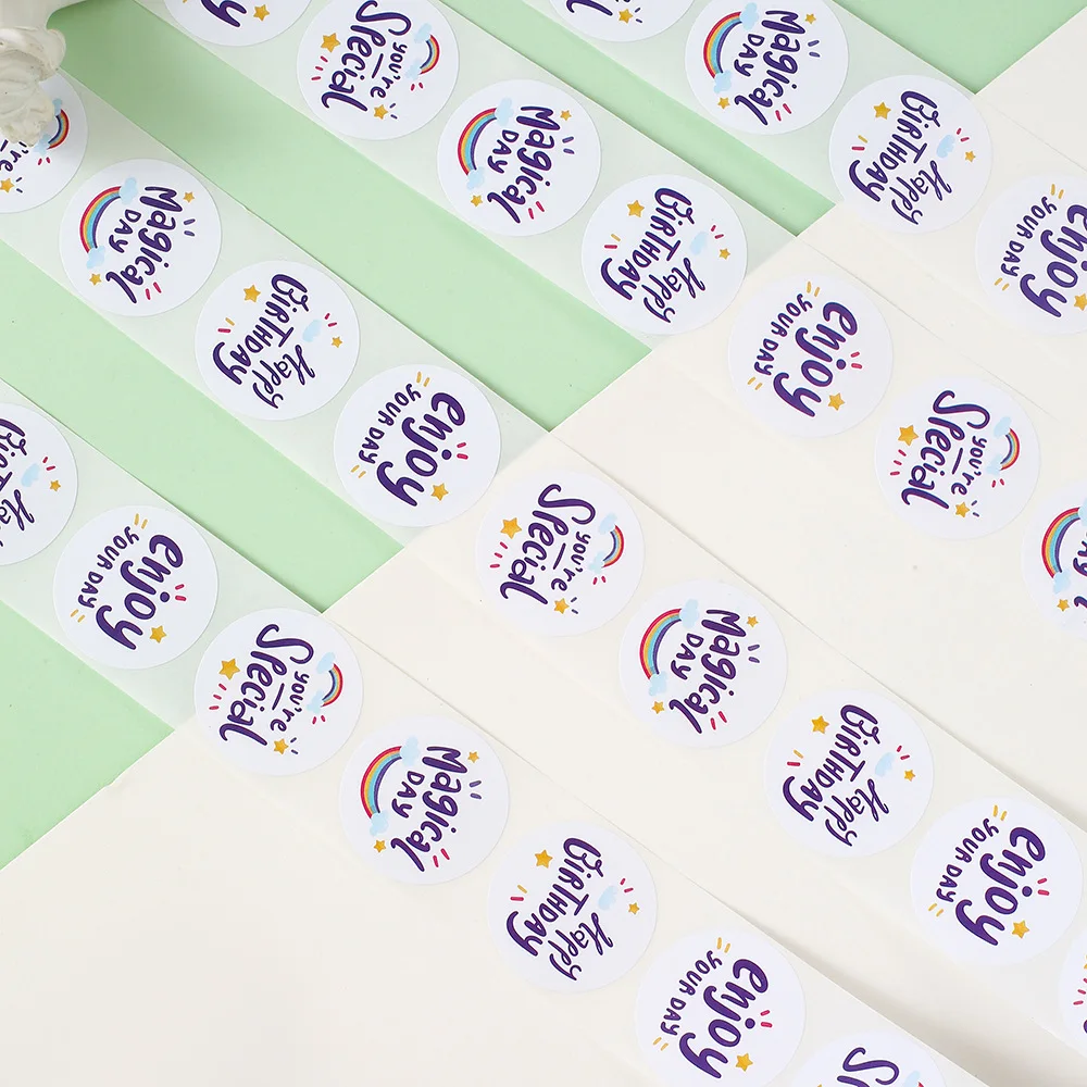 50-500pcs Cute Happy Birthday Stickers 2.5cm/1 Inch Children's Birthday Party Gift Sealing Decorations Greeting Card Labels