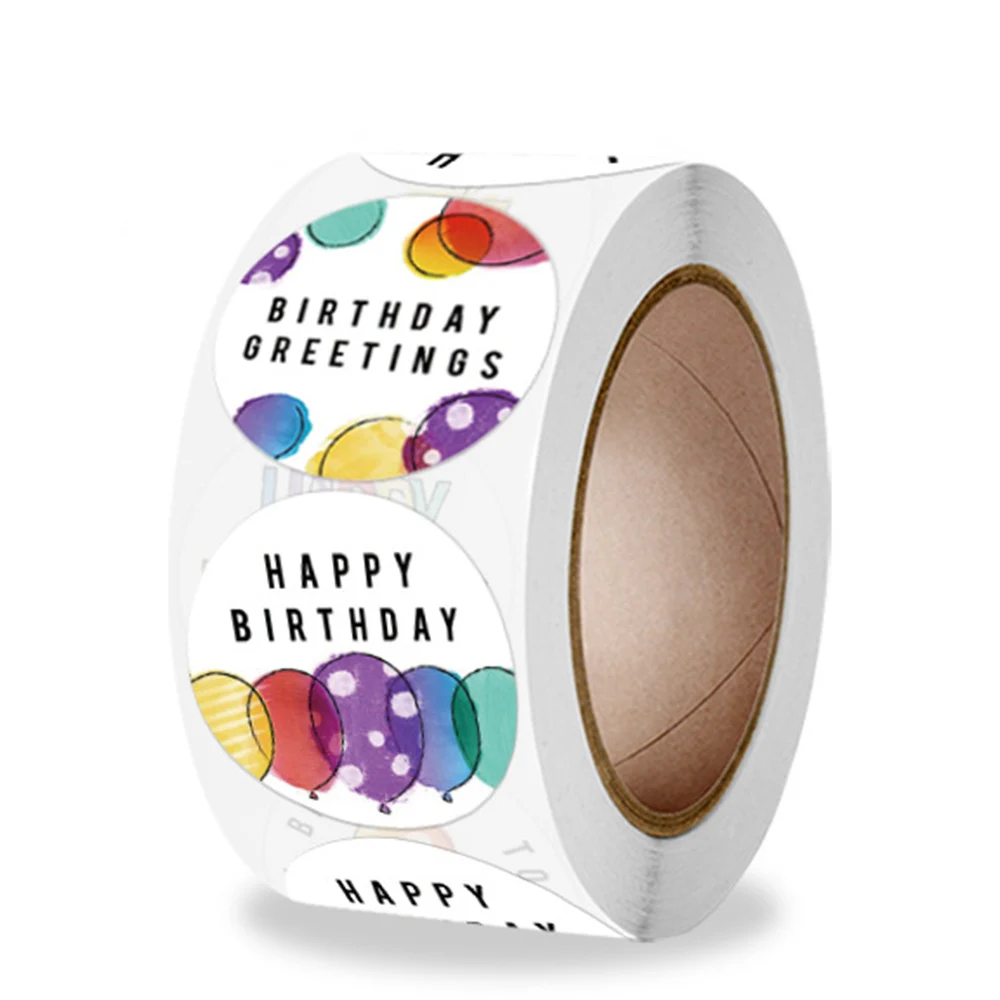 50-500pcs Cute Happy Birthday Stickers 2.5cm/1 Inch Children's Birthday Party Gift Sealing Decorations Greeting Card Labels