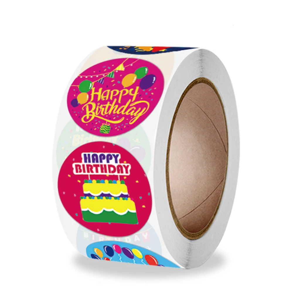 50-500pcs Cute Happy Birthday Stickers 2.5cm/1 Inch Children's Birthday Party Gift Sealing Decorations Greeting Card Labels
