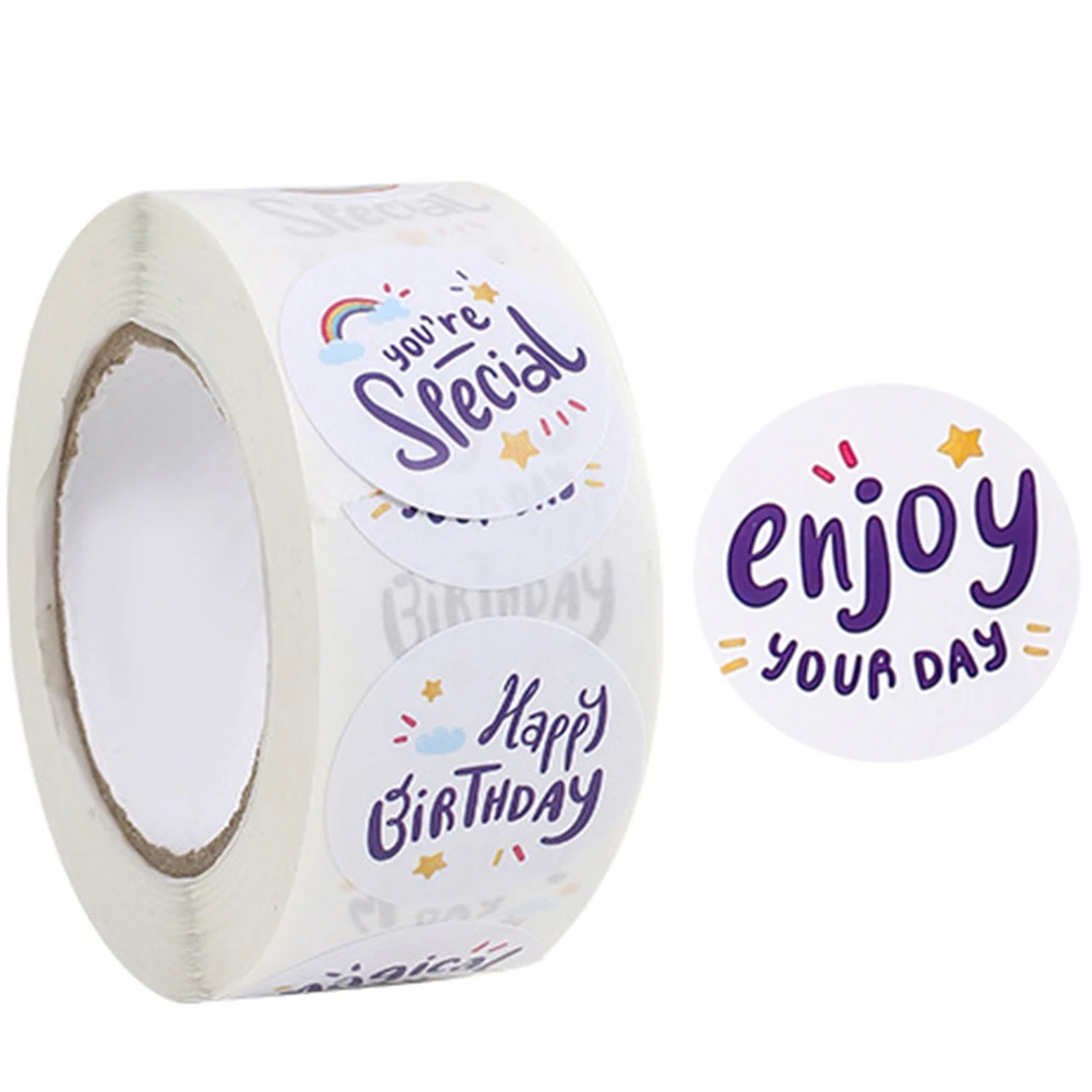 50-500pcs Cute Happy Birthday Stickers 2.5cm/1 Inch Children's Birthday Party Gift Sealing Decorations Greeting Card Labels