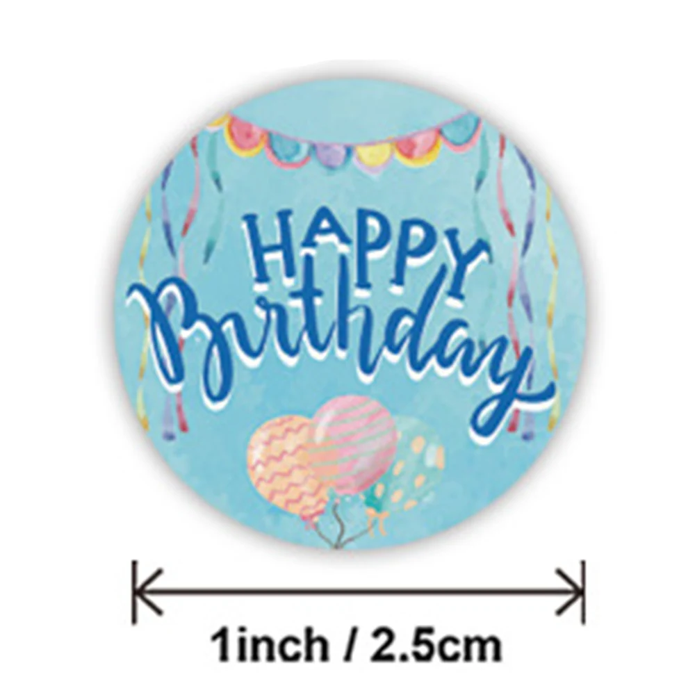50-500pcs Cute Happy Birthday Stickers 2.5cm/1 Inch Children's Birthday Party Gift Sealing Decorations Greeting Card Labels