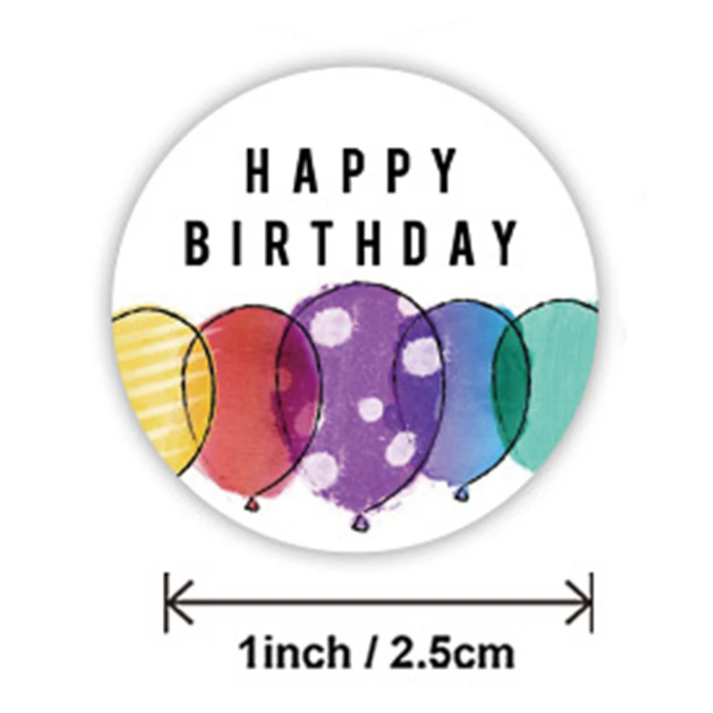 50-500pcs Cute Happy Birthday Stickers 2.5cm/1 Inch Children's Birthday Party Gift Sealing Decorations Greeting Card Labels