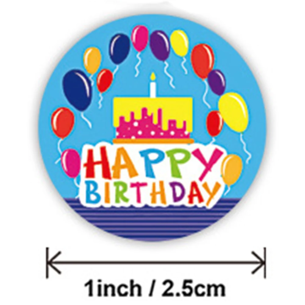50-500pcs Cute Happy Birthday Stickers 2.5cm/1 Inch Children's Birthday Party Gift Sealing Decorations Greeting Card Labels