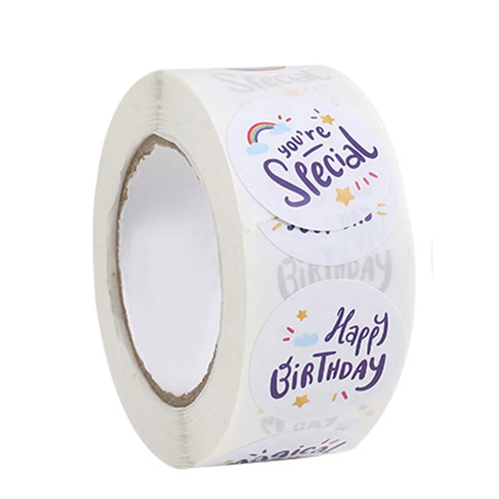 50-500pcs Cute Happy Birthday Stickers 2.5cm/1 Inch Children's Birthday Party Gift Sealing Decorations Greeting Card Labels