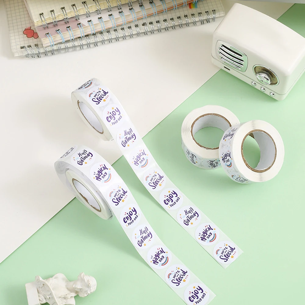 50-500pcs Cute Happy Birthday Stickers 2.5cm/1 Inch Children's Birthday Party Gift Sealing Decorations Greeting Card Labels