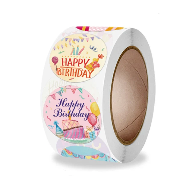 50-500pcs Cute Happy Birthday Stickers 2.5cm/1 Inch Children's Birthday Party Gift Sealing Decorations Greeting Card Labels