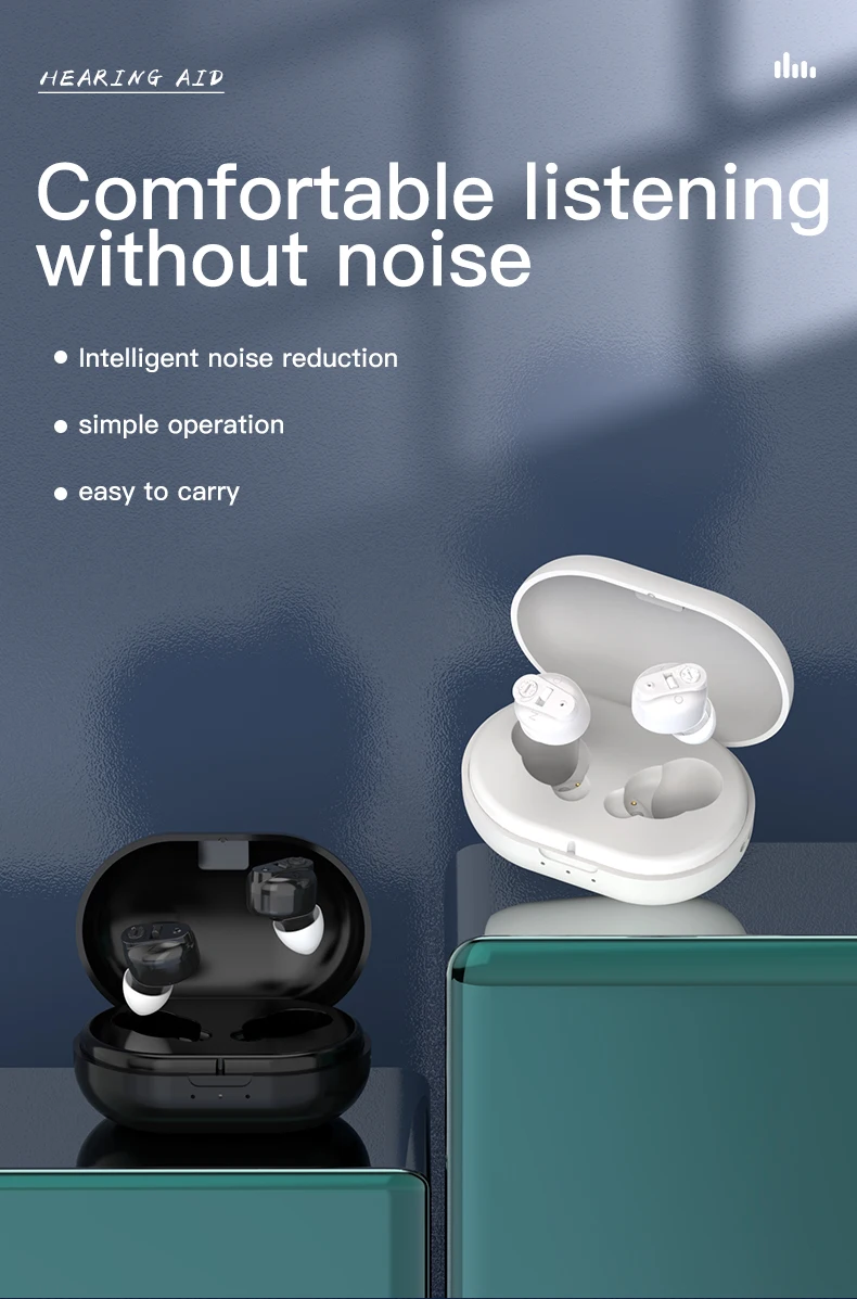 Portable Mini CIC Invisible Rechargeable Ear Adjustable Hearing Aid For The Deaf Elderly People