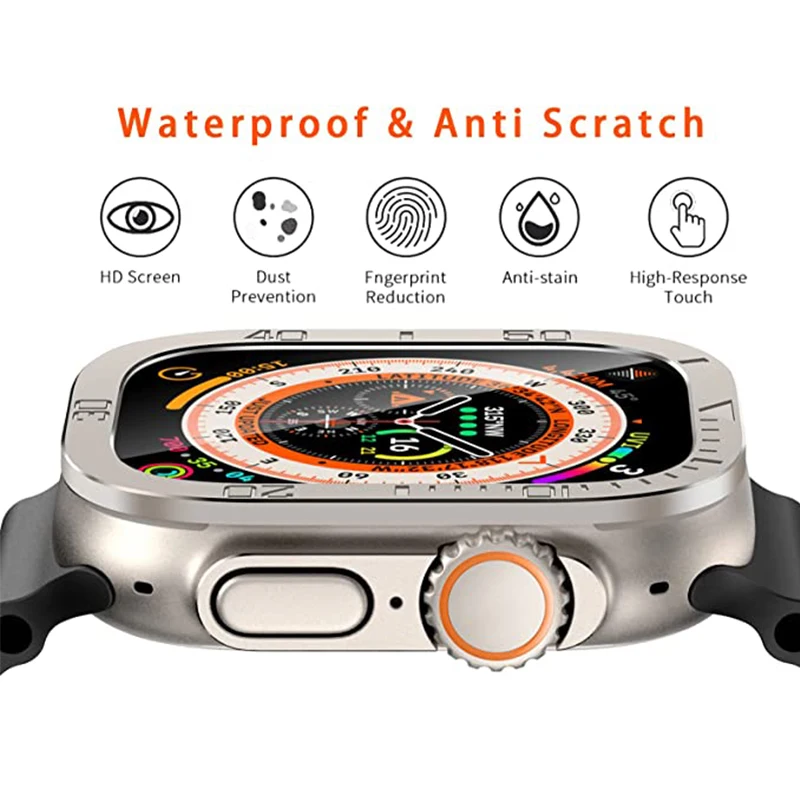 Screen Protector For Apple Watch Ultra 49mm Case Accessories Metal Cover Frame+Tempered Glass For iWatch Ultra 3 49mm Bezel Ring