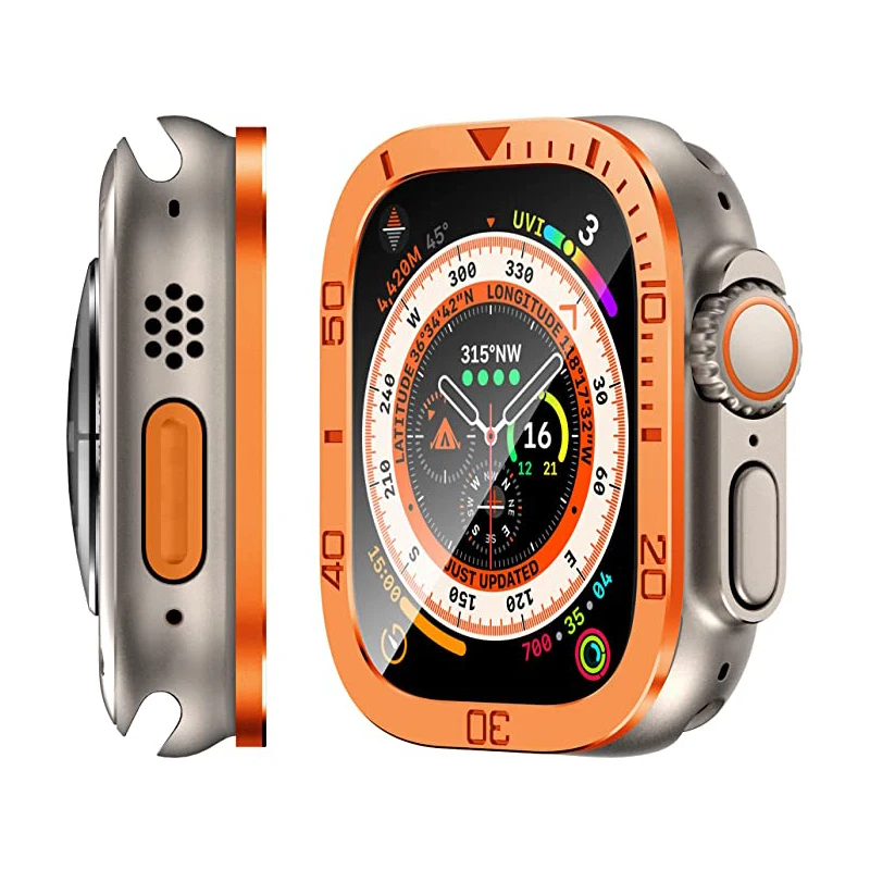 Screen Protector For Apple Watch Ultra 49mm Case Accessories Metal Cover Frame+Tempered Glass For iWatch Ultra 3 49mm Bezel Ring