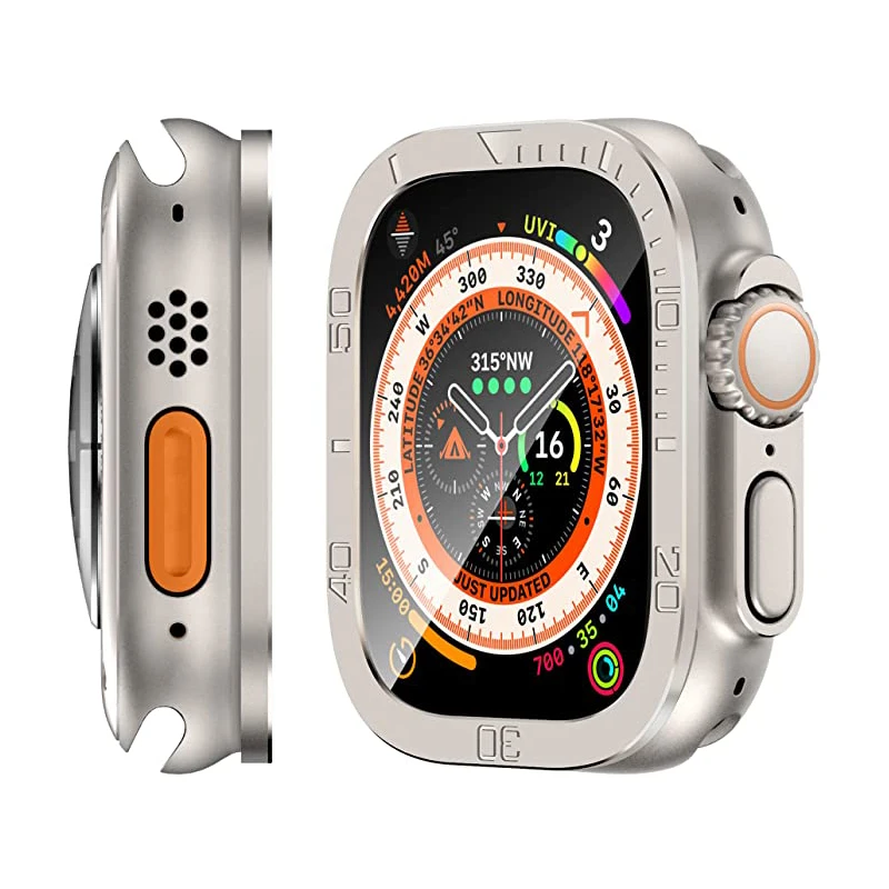 Screen Protector For Apple Watch Ultra 49mm Case Accessories Metal Cover Frame+Tempered Glass For iWatch Ultra 3 49mm Bezel Ring