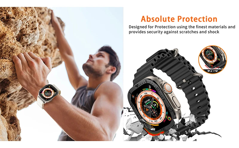 Screen Protector For Apple Watch Ultra 49mm Case Accessories Metal Cover Frame+Tempered Glass For iWatch Ultra 3 49mm Bezel Ring