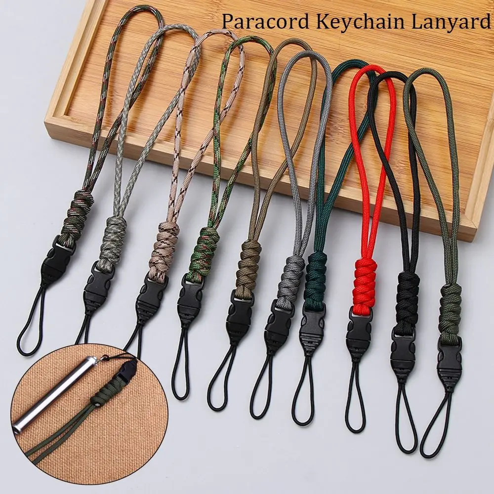 Paracord Keychain Lanyard High Strength Parachute Cord Survival Backpack Keychain Flashlight Camera Anti-lost Hanging Rope