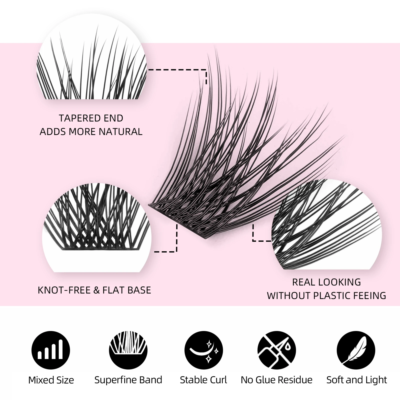 DIY 144 Cluster Lashes YUANZHIJIE Free Ship Segmented Beam Natural C/D Curl Individual Mink Eyelashes Makeup Supplies at Home