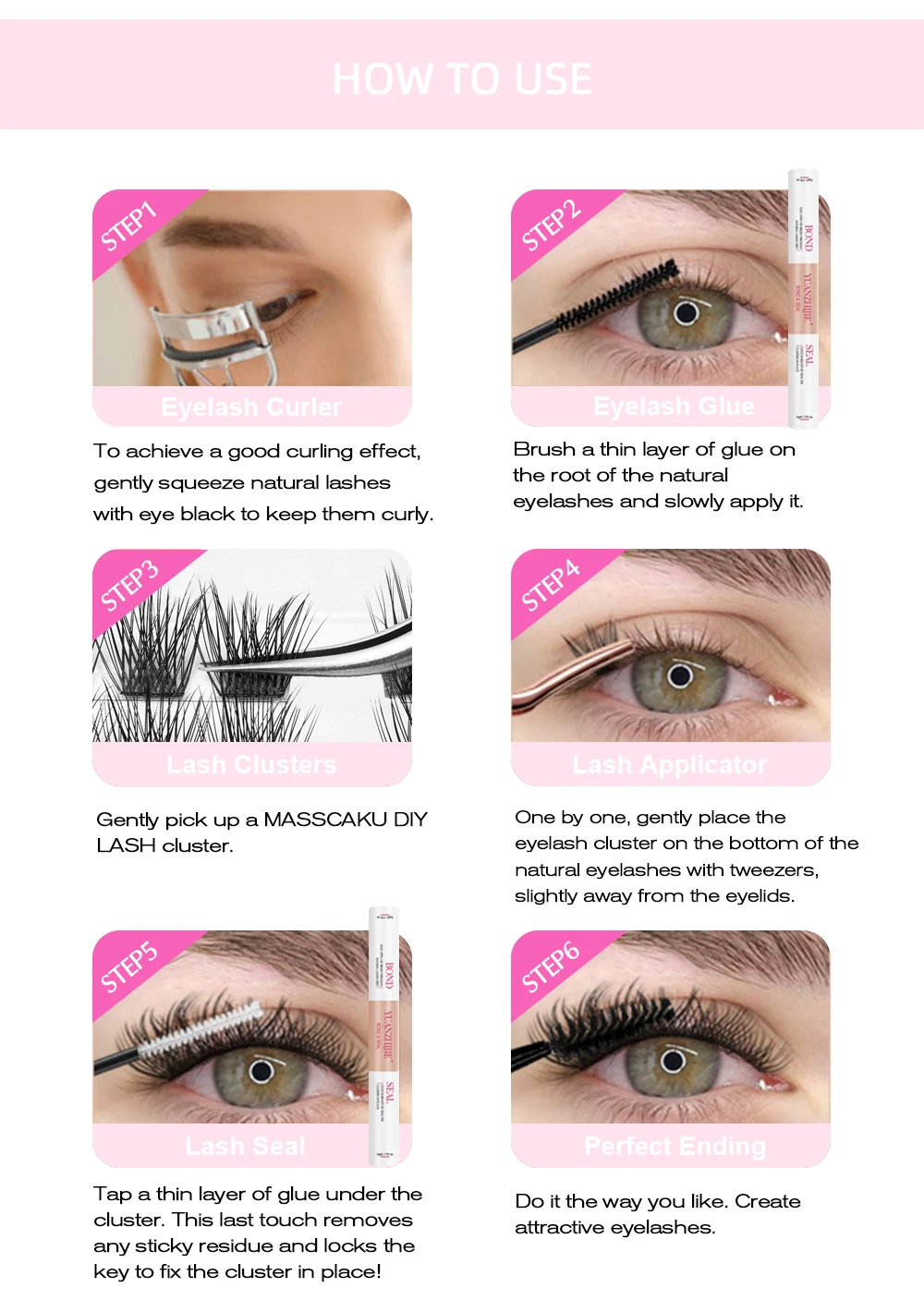 DIY 144 Cluster Lashes YUANZHIJIE Free Ship Segmented Beam Natural C/D Curl Individual Mink Eyelashes Makeup Supplies at Home