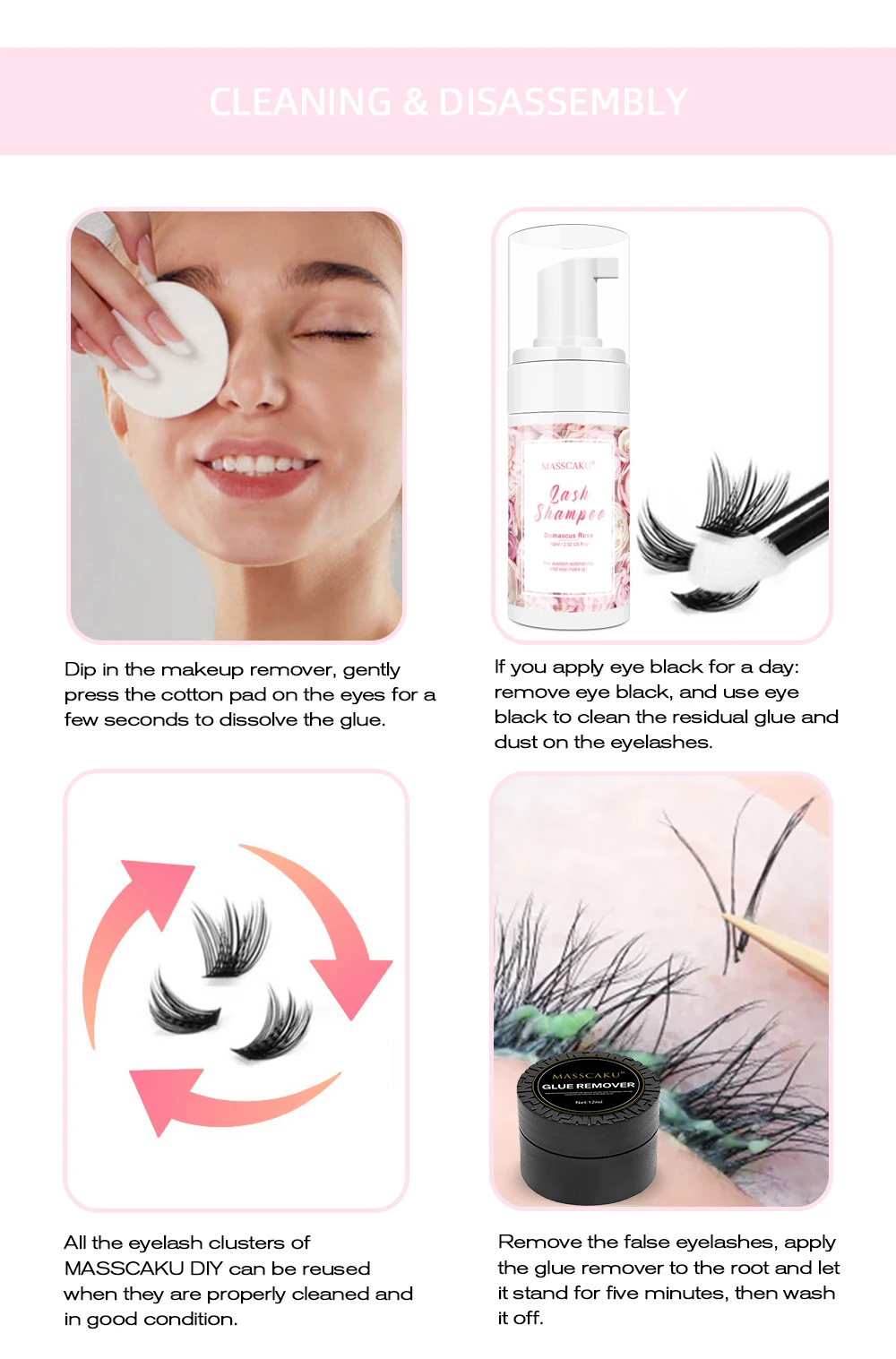 DIY 144 Cluster Lashes YUANZHIJIE Free Ship Segmented Beam Natural C/D Curl Individual Mink Eyelashes Makeup Supplies at Home