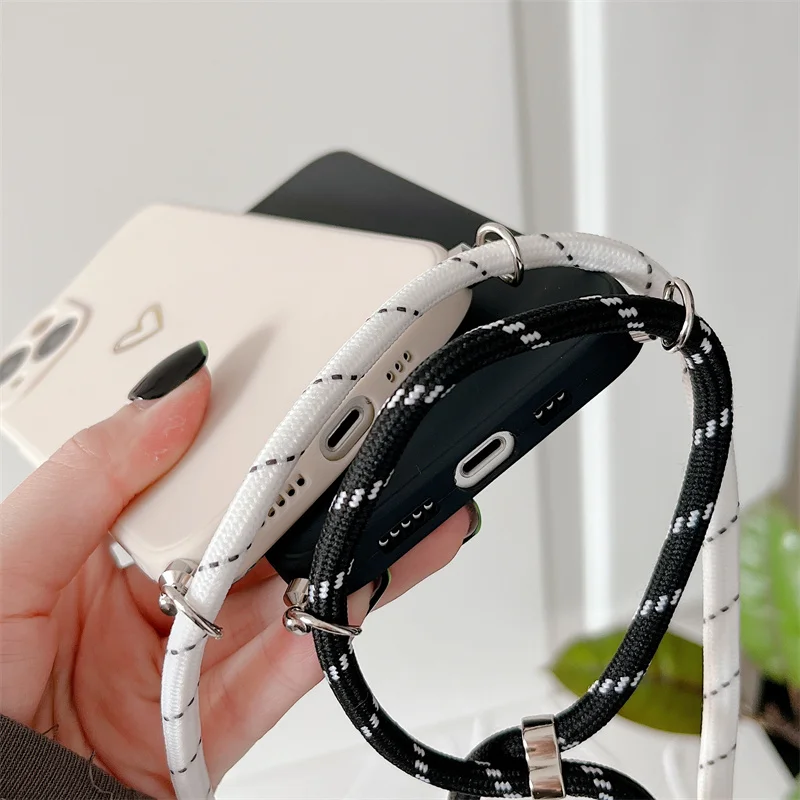 Crossbody Lanyard Silicone Phone Case For Samsung Galaxy A53 A52 A52S A73 A33 A72 A32 4G 5G A51 A71 A12 A31 A22 Love Heart Cover