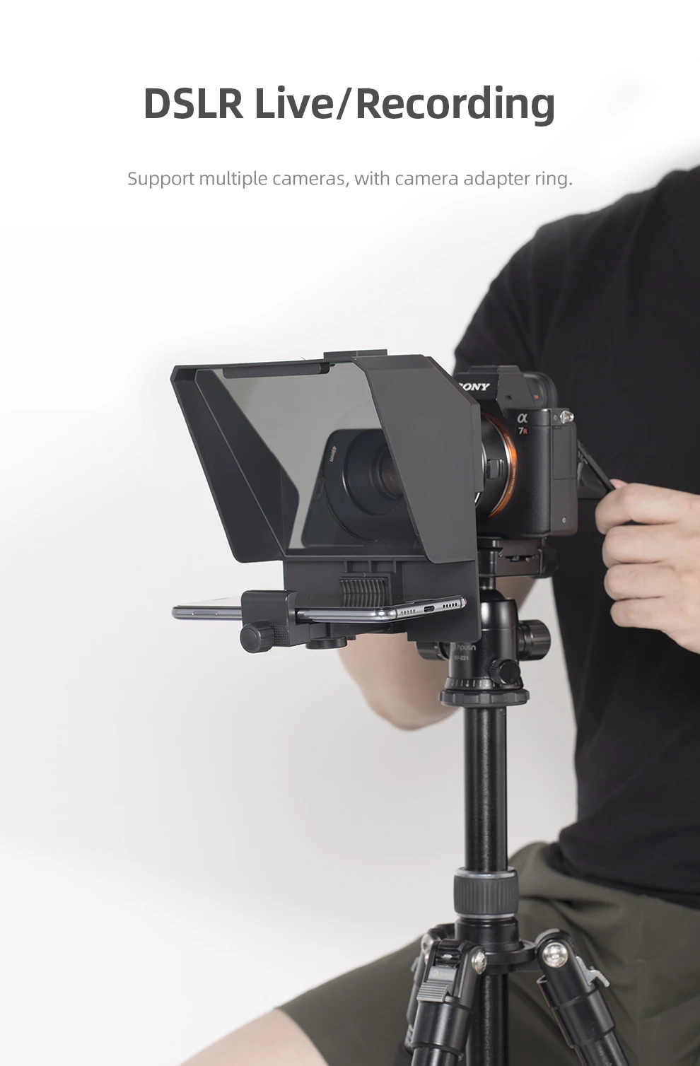 Ambitful Phone and DSLR Recording Mini Teleprompter Portable Inscriber Mobile Teleprompter Artifact Video With Remote Control